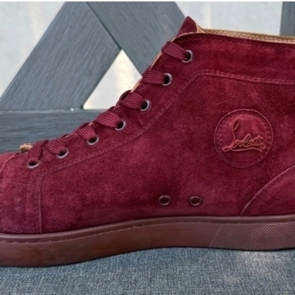 Christian Louboutin Dark Red Suede Sneakers